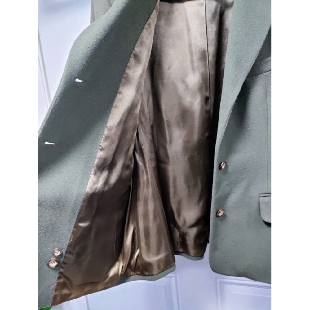 VINTAGE 90's L.L. Bean Cashmere Wool Blazer Jacket Forest Green Size 12P - Picture 9 of 16